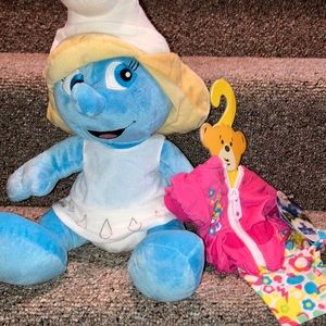 BUNDLE - Build A Bear Smurfette and NWT Smurf Outfit